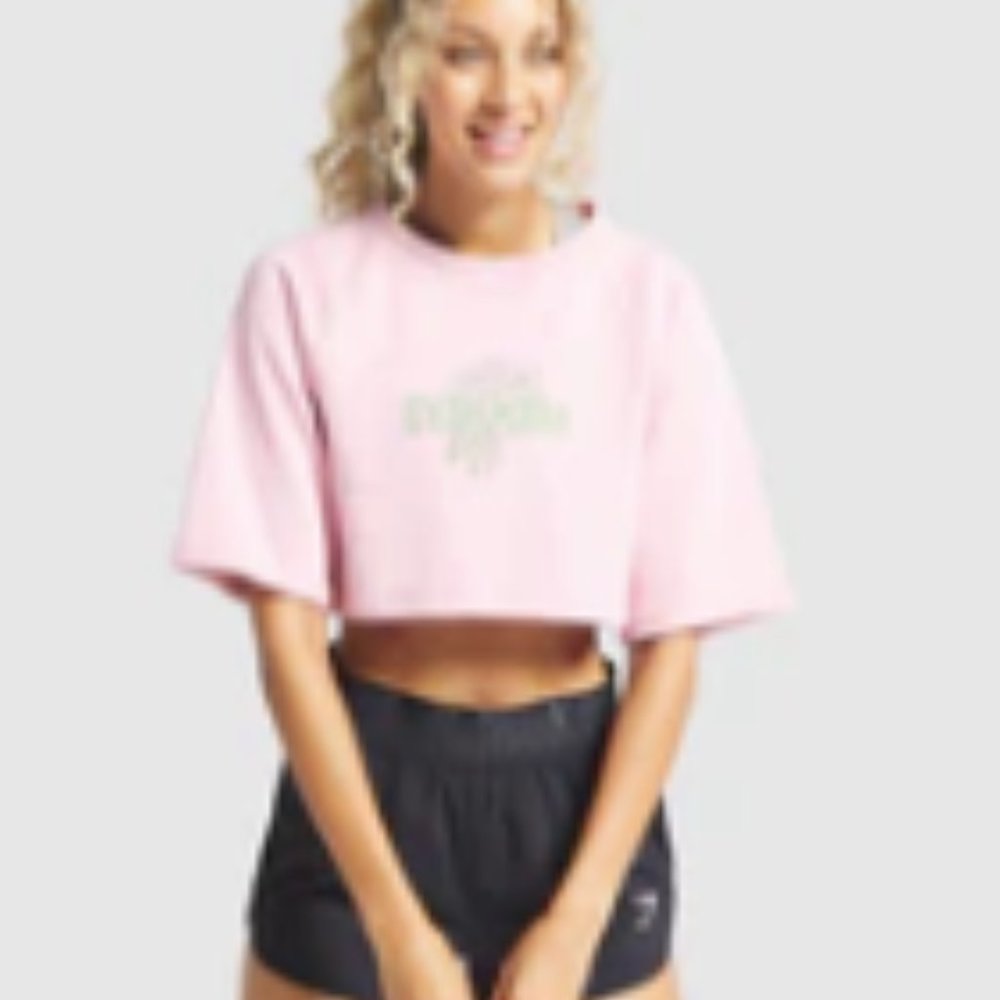 Gymshark Floral Crop Top - Pink